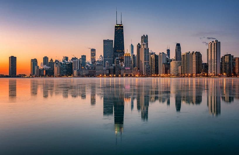 Chicago skyline at golden hour